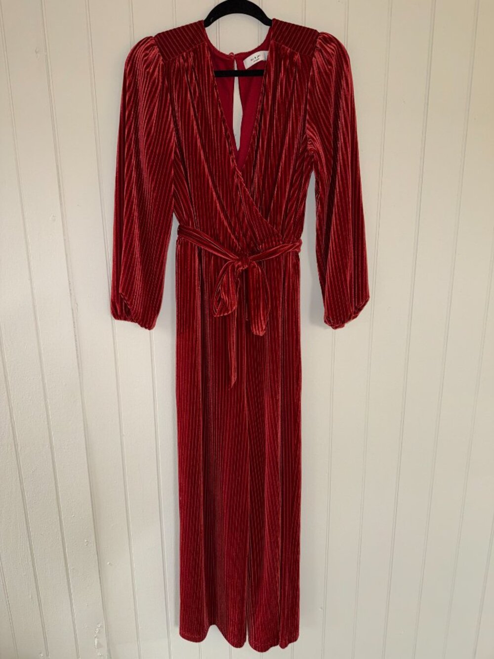 Ali & Jay Rust Velvet Wrap Jumpsuit